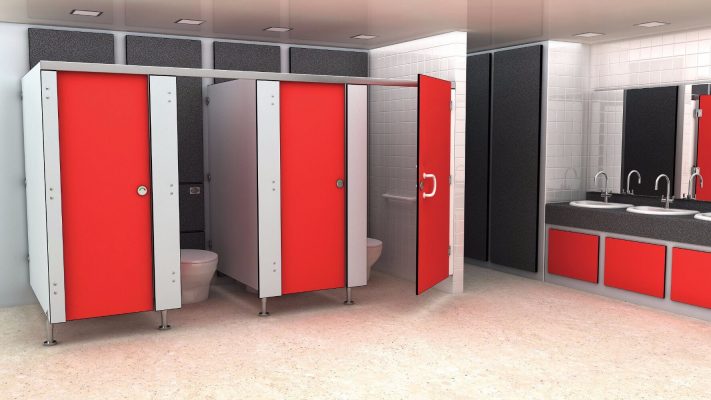 cabine de toilettes compact en stratifié