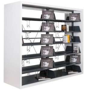 Two-sided double book shelf systems
