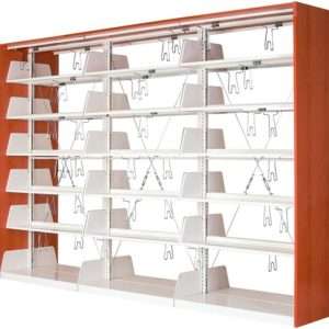 Two-sided triple book shelf systems